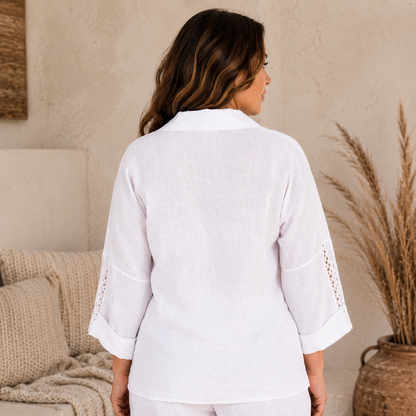 6673 BIANCO ITALIAN LINEN TOP