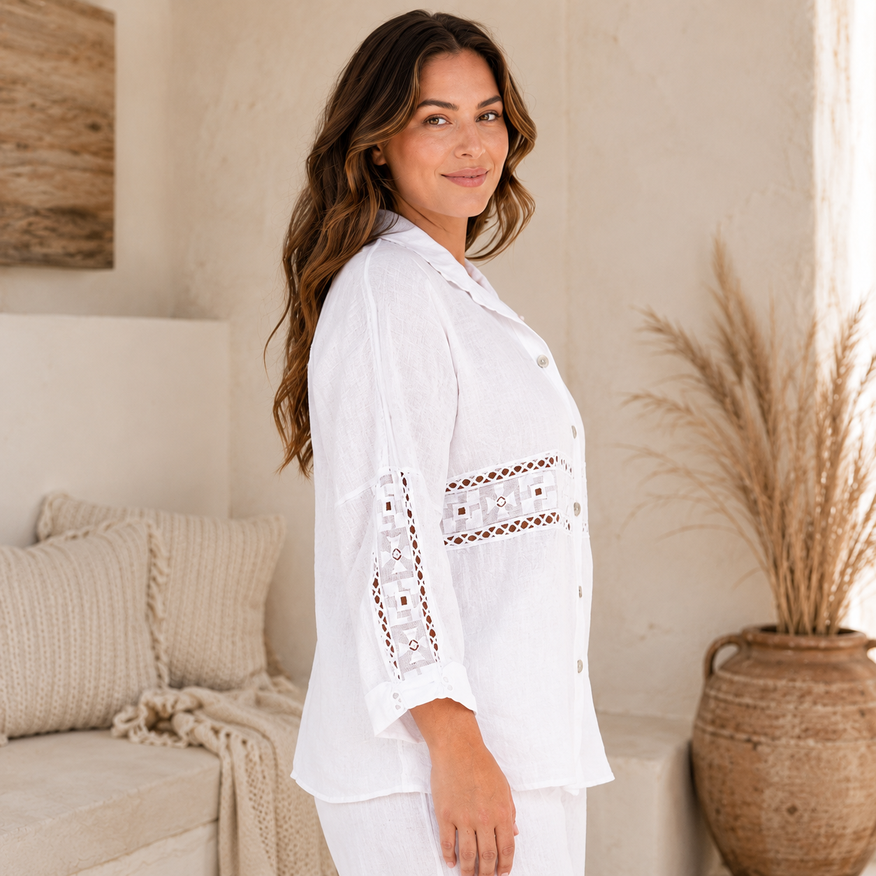 6673 BIANCO ITALIAN LINEN TOP