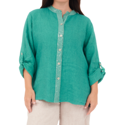 6675 PETROLIO ITALIAN LINEN TOP