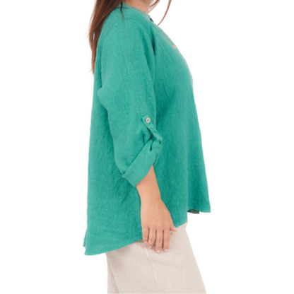 6675 PETROLIO ITALIAN LINEN TOP