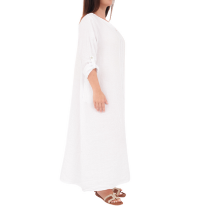 VERA MAY ITALIAN LINEN BIANCO DRESS 6677