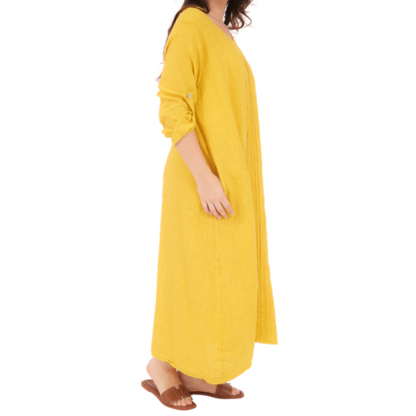 VERA MAY ITALIAN LINEN SENAPE DRESS 6677