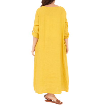 VERA MAY ITALIAN LINEN SENAPE DRESS 6677