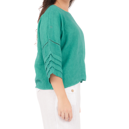 6682 PETROLIO ITALIAN LINEN TOP