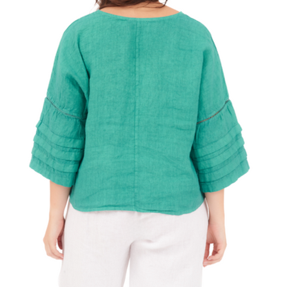 6682 PETROLIO ITALIAN LINEN TOP