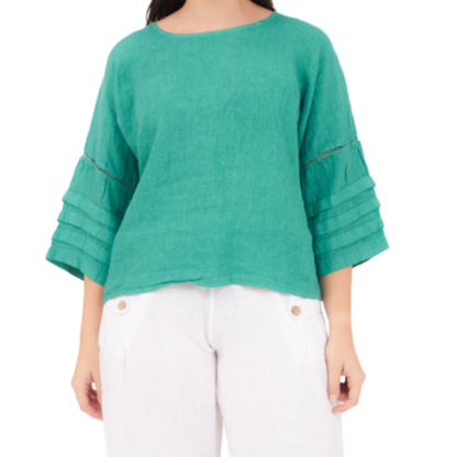 6682 PETROLIO ITALIAN LINEN TOP
