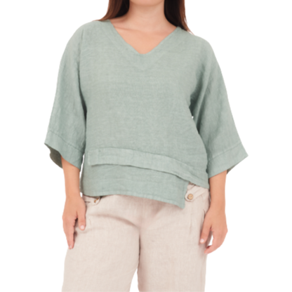 6683 SALVIA ITALIAN LINEN TOP