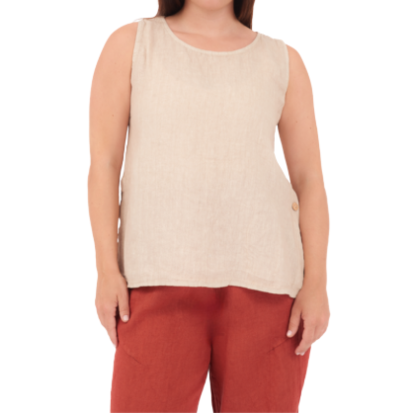 6684 ECRU ITALIAN LINEN TOP