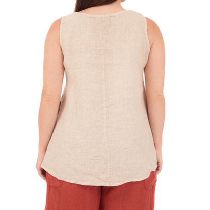6684 ECRU ITALIAN LINEN TOP