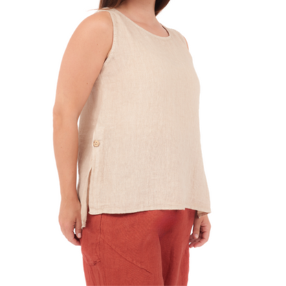 6684 ECRU ITALIAN LINEN TOP