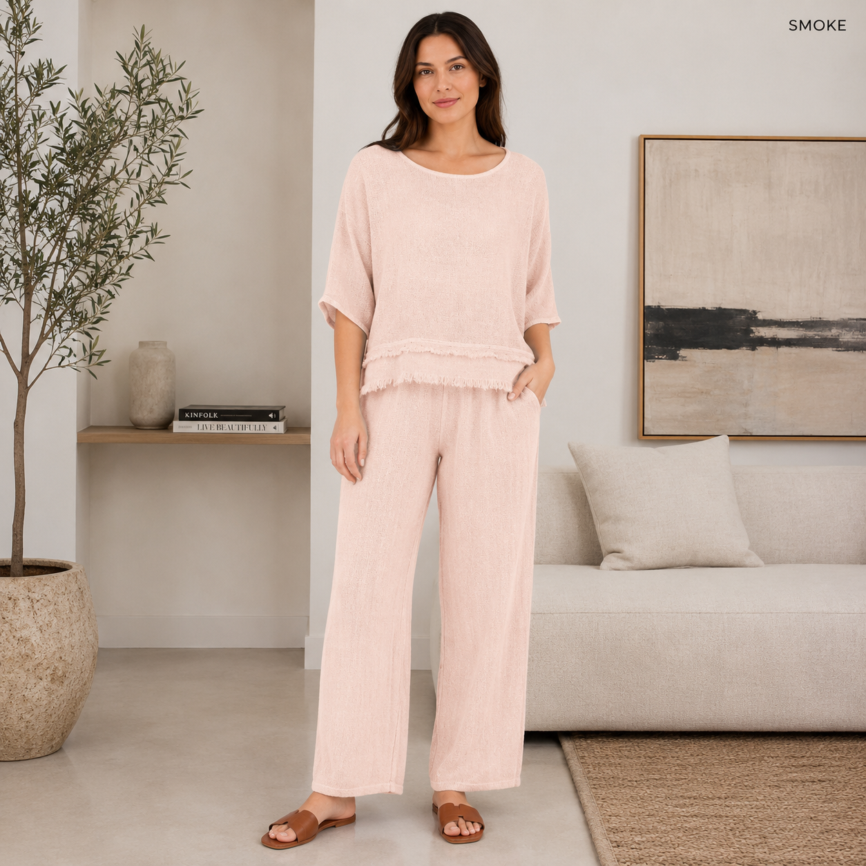 6686 SMOKE PINK ITALIAN LINEN PANT
