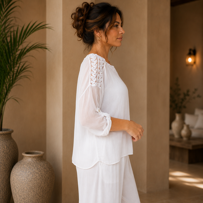 6692 Bianco Vera May Italian Silk Top