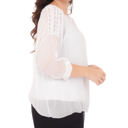 6692 Bianco Vera May Italian Silk Top