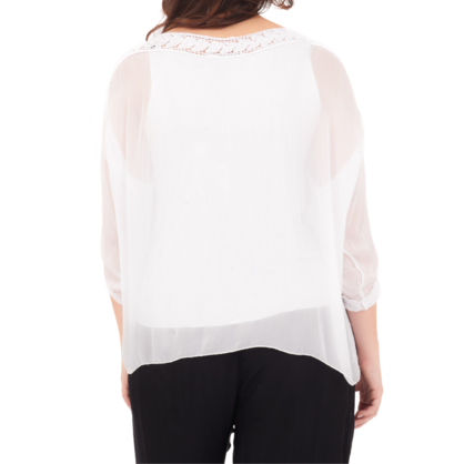 6692 Bianco Vera May Italian Silk Top