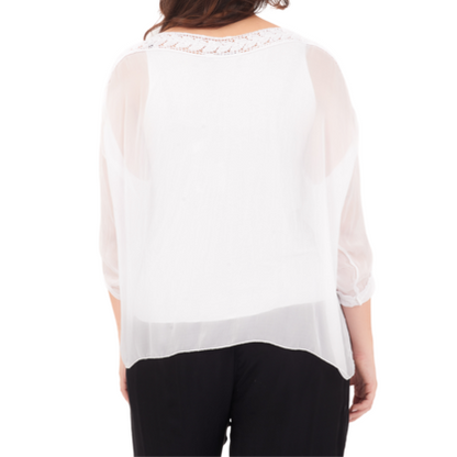 6692 Bianco Vera May Italian Silk Top