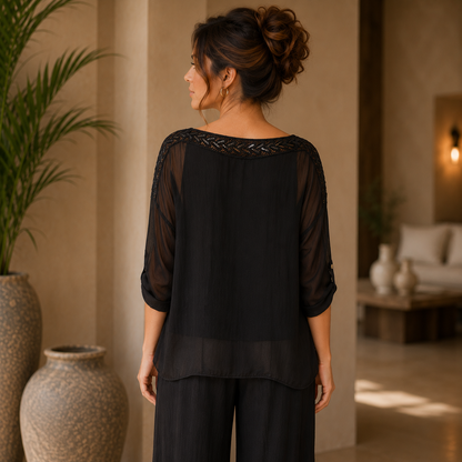 6692 Nero Vera May Italian Silk Top