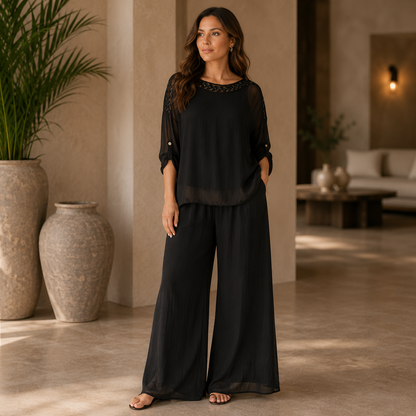 6692 Nero Vera May Italian Silk Top