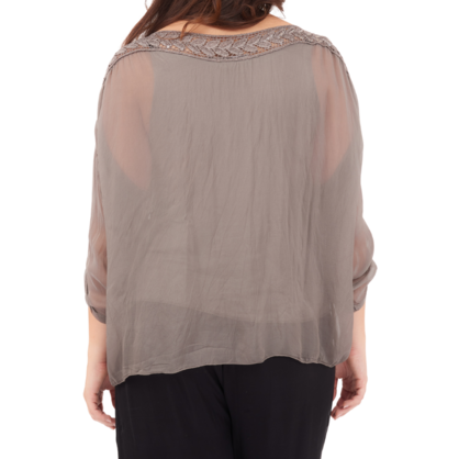 6692 Fango Vera May Italian Silk Top
