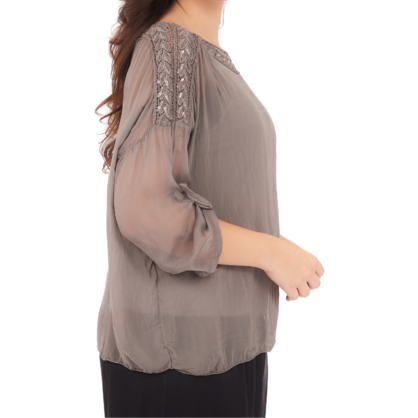 6692 Fango Vera May Italian Silk Top