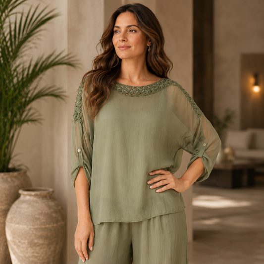 6692 Militare Vera May Italian Silk Top
