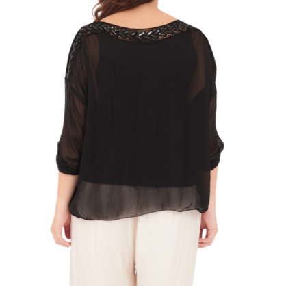 6692 Nero Vera May Italian Silk Top