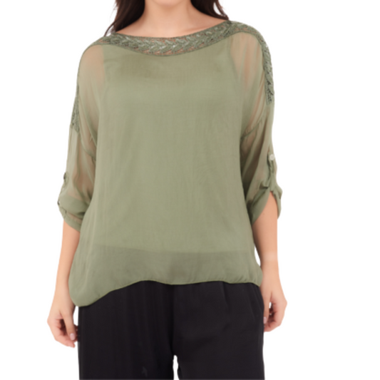6692 Militare Vera May Italian Silk Top