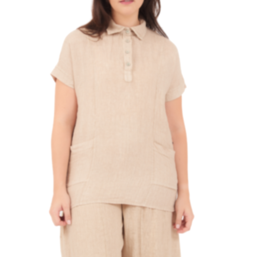 6694 ECRU LINEN TOP