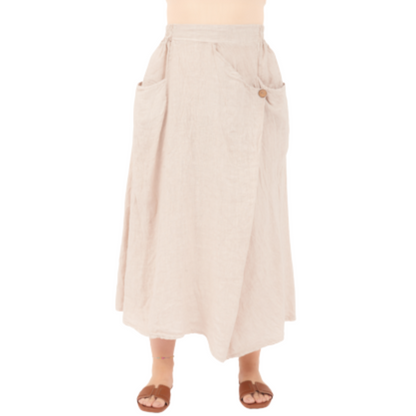 VERA MAY NUDE ITALIAN LINEN SKIRT 6695