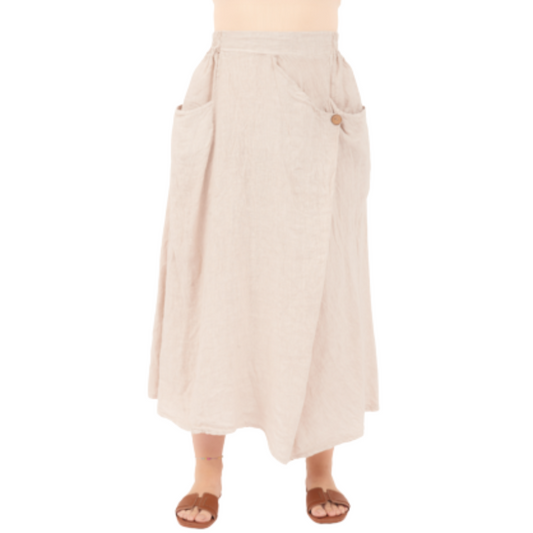 VERA MAY NUDE ITALIAN LINEN SKIRT 6695