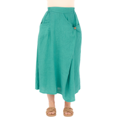 VERA MAY PETROLIO ITALIAN LINEN SKIRT 6695