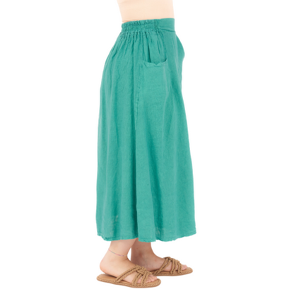 VERA MAY PETROLIO ITALIAN LINEN SKIRT 6695