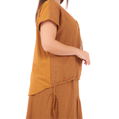 66961 GOLD ITALIAN LINEN TOP