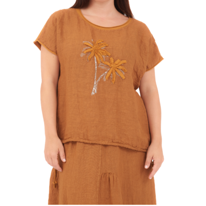 66961 GOLD ITALIAN LINEN TOP