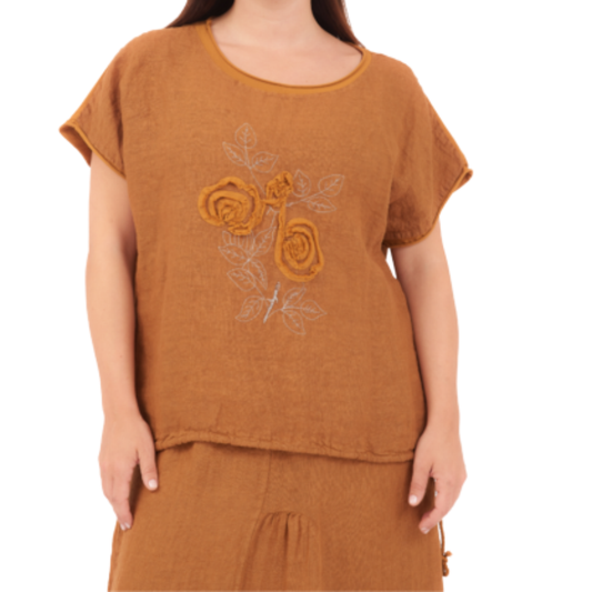 66963 GOLD ITALIAN LINEN TOP