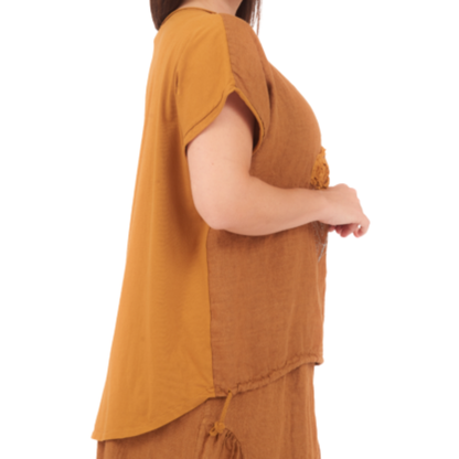 66963 GOLD ITALIAN LINEN TOP