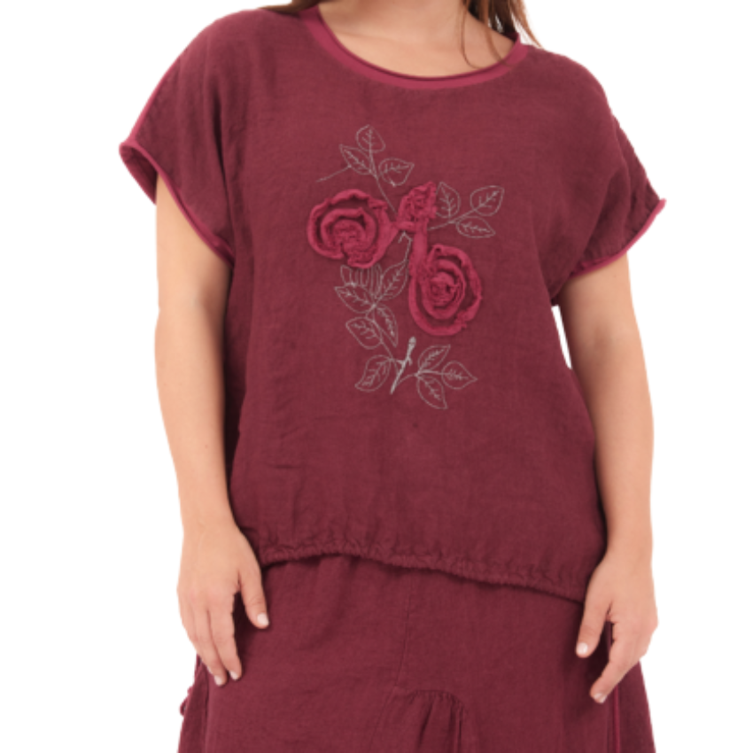 66963 AMARANTO ITALIAN LINEN TOP