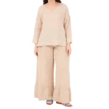 Vera May Italian Linen Ecru Pant 6697