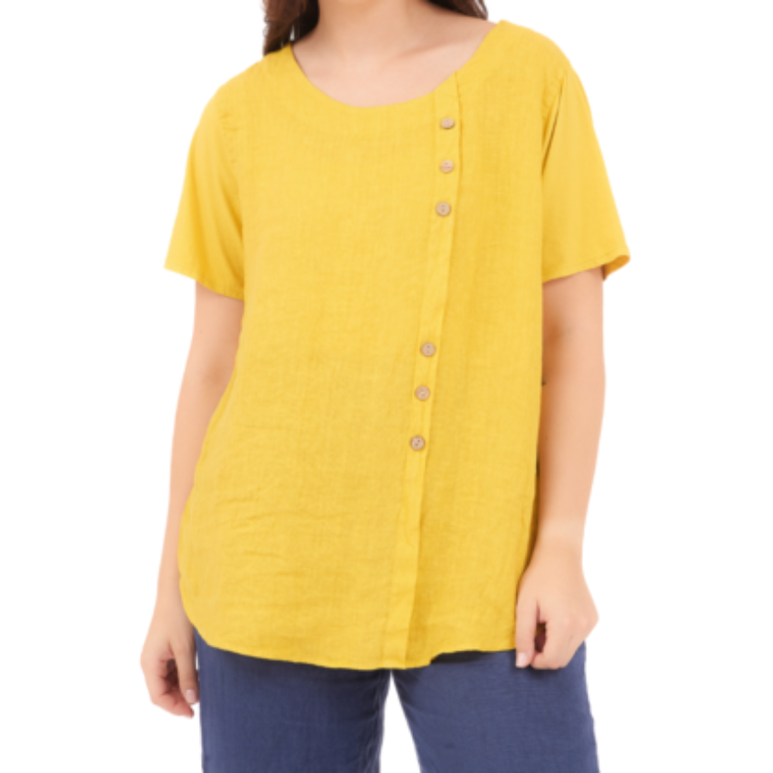 6698 SENAPE LINEN TOP