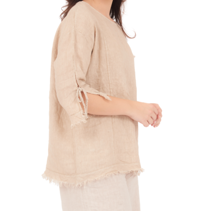 6704 ECRU LINEN TOP