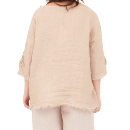 6704 ECRU LINEN TOP