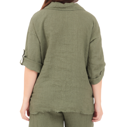 6707 KHAKI LINEN TOP