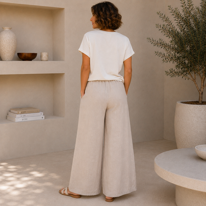 Vera May Italian Linen Ecru Pant 6708