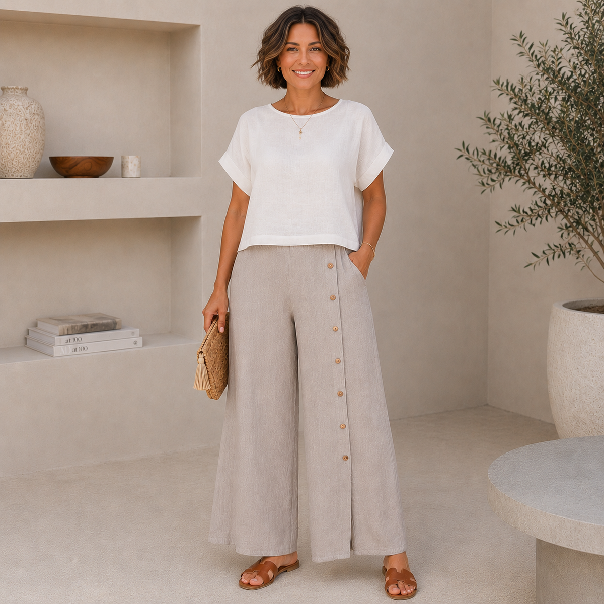 Vera May Italian Linen Fango Pant 6708