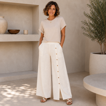 Vera May Italian Linen Latte Pant 6708