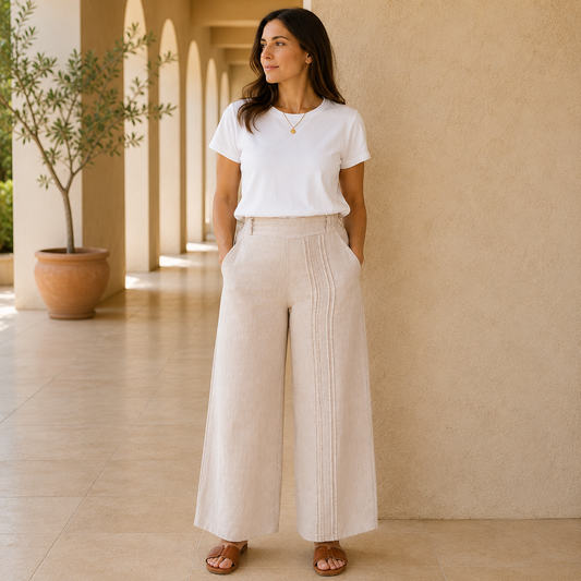 Vera May Italian Linen Nude Pant 6710