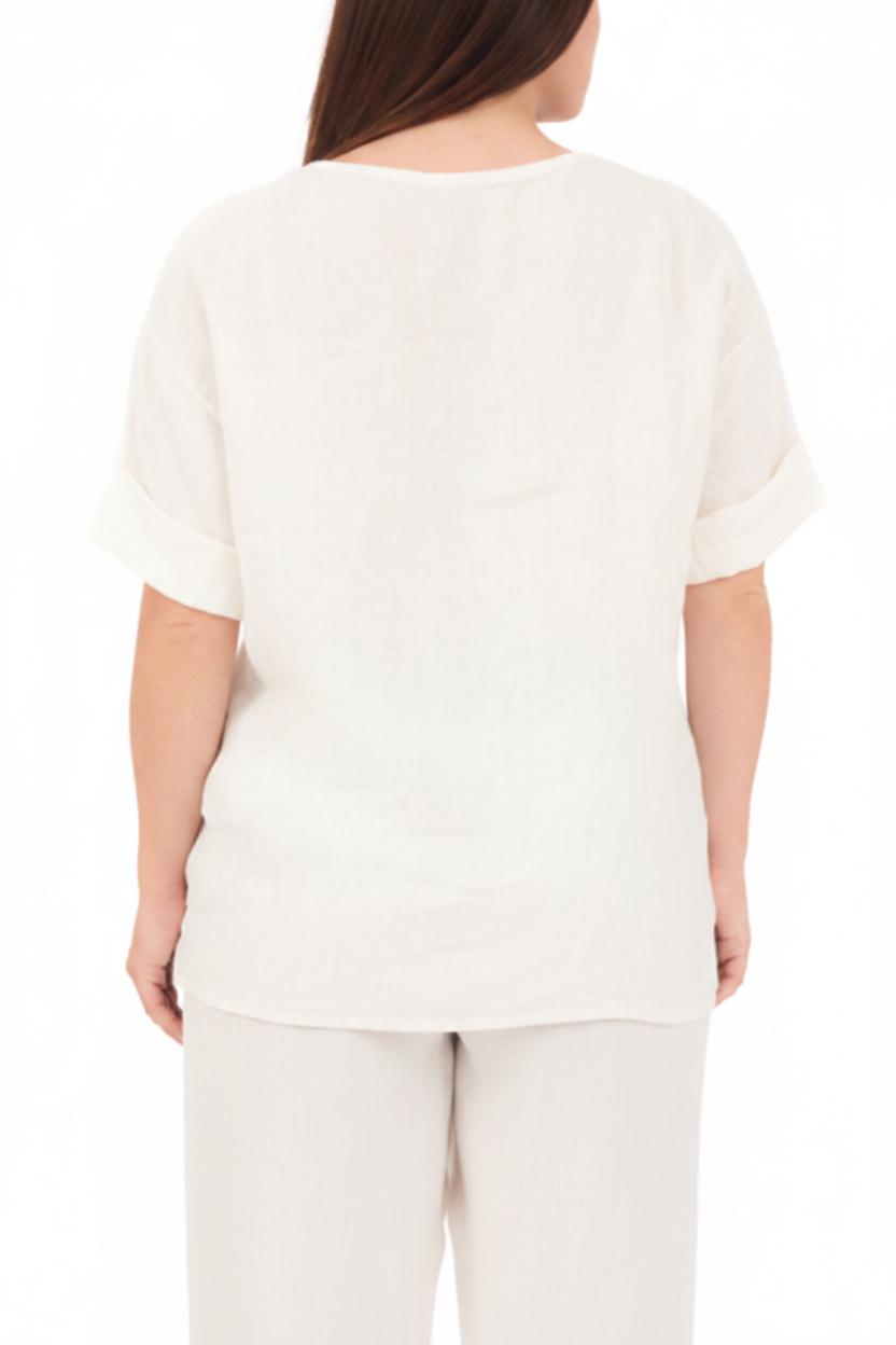 Vera May Italian Linen Cream Top 6712 | Women's Linen Top Australia