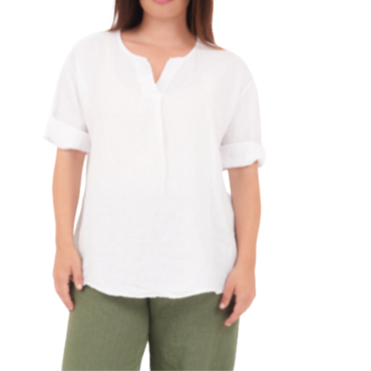 6714 BIANCO LINEN TOP