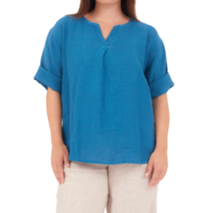 6714 PRUSSIA LINEN TOP