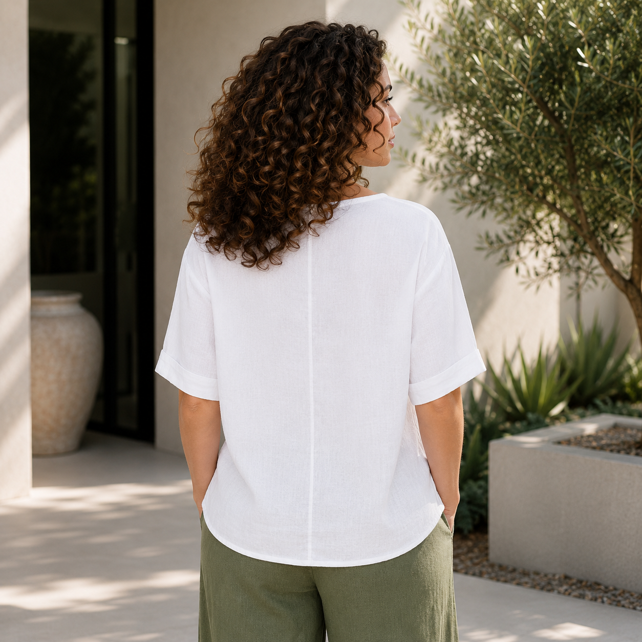 6714 BIANCO LINEN TOP
