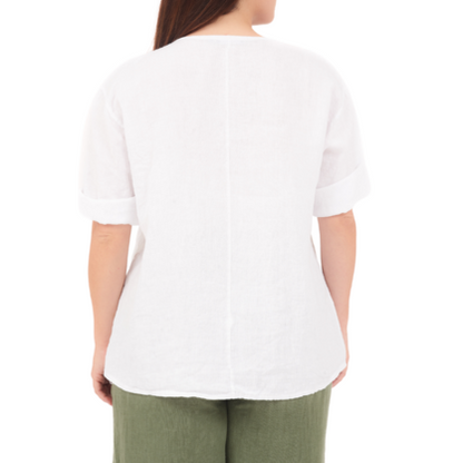 6714 BIANCO LINEN TOP